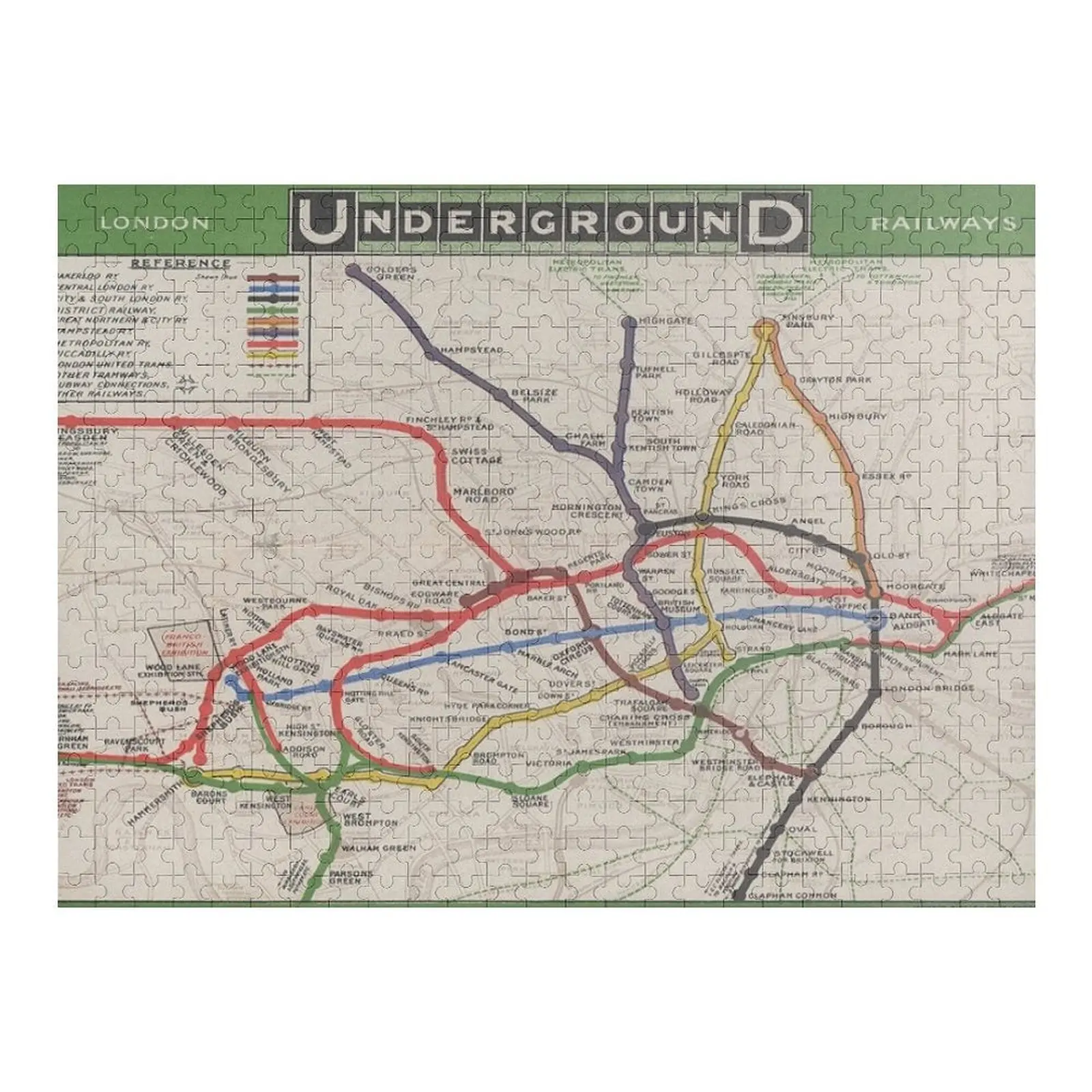 

Vintage London Tube Map Print, London Jigsaw Puzzle Wooden Boxes Woods For Adults Puzzle
