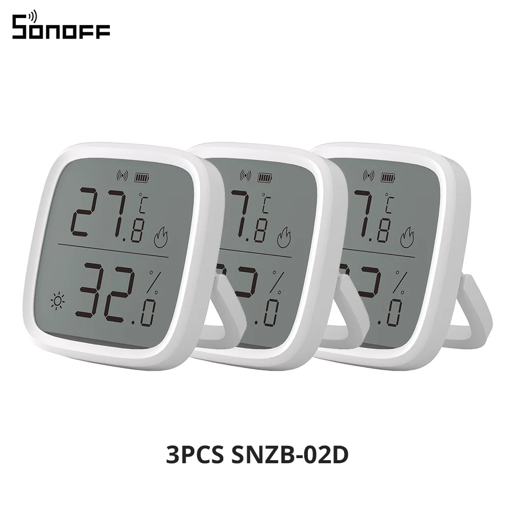 1-10PCS SONOFF SNZB-02D Zigbee LCD-scherm Slimme temperatuur-vochtigheidssensor APP Monitoring Werk met Alexa Google via ZBBridge-P