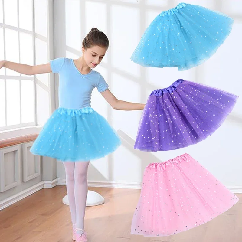 

Kids Baby Star Glitter Dance Tutu Skirt for Girl Sequin 3 Layers Tulle Toddler Pettiskirt Children Chiffon 2-8T