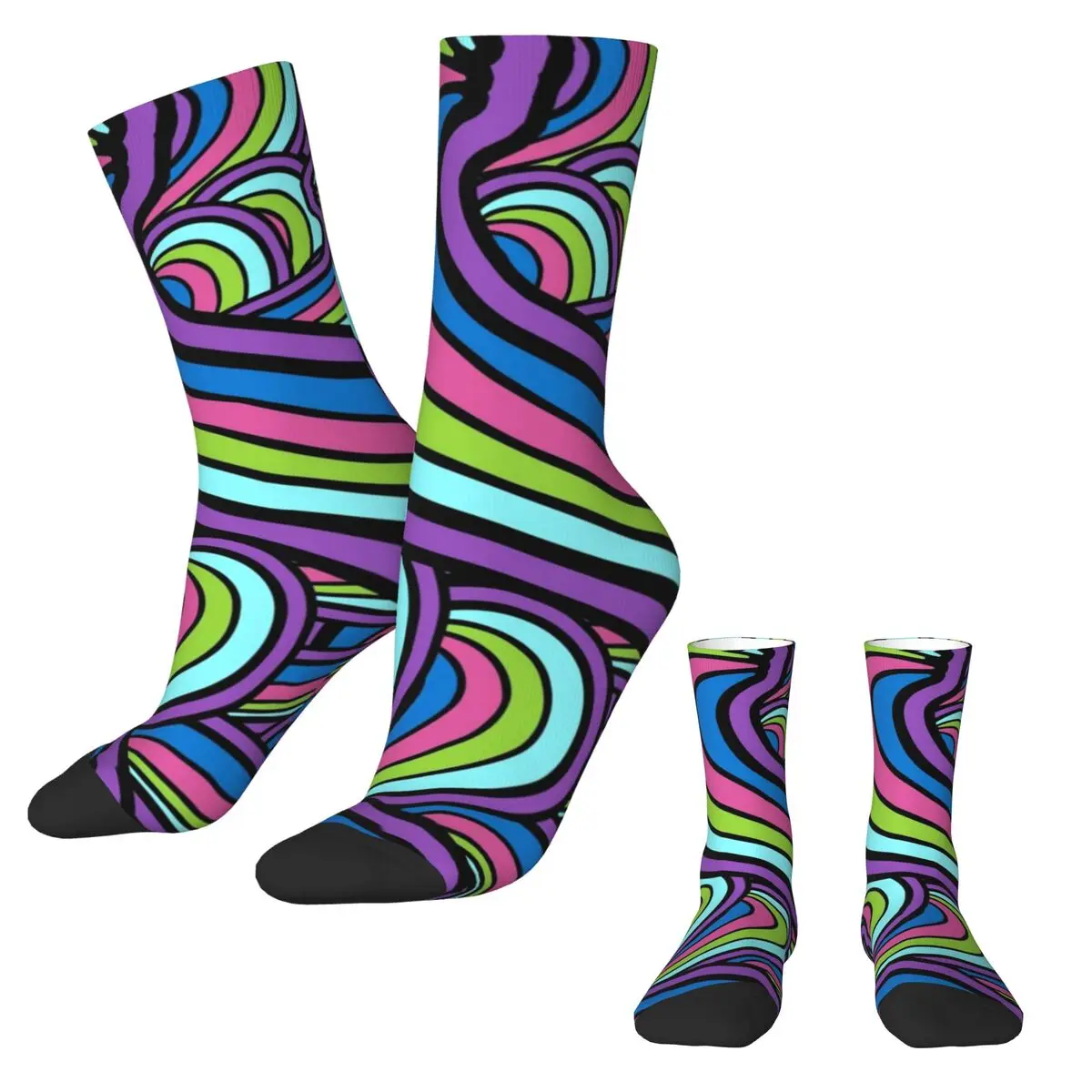 

Retro Geometric 60S 70S Socks Autumn Psychedelic Art Stockings Modern Female Quality Socks Design Running Sports Non Slip Socks