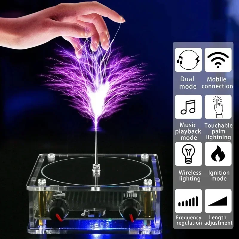 Multi Functional Music Tesla Coil Speaker Artificial Lightning Touchable Audio Input Bluetooth Scientific Experimental Product B