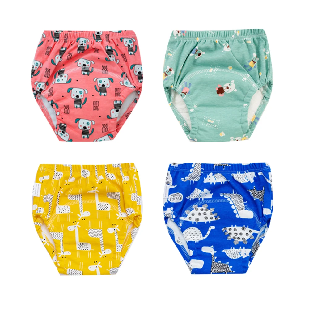 4pcs 2023 New Ecological Diapers for Children Reusable Baby Potty Training Pants Kids Washable Cloth Nappy Changing Underwear