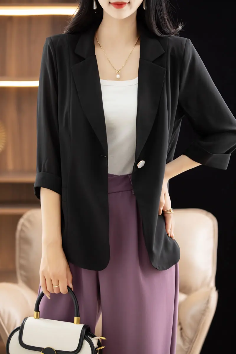 CAIXINGLE 2024 Spring and Summer New Women's Coat Fashionable Elegant Casual Small Suit Thin and Comfortable Breathable Top