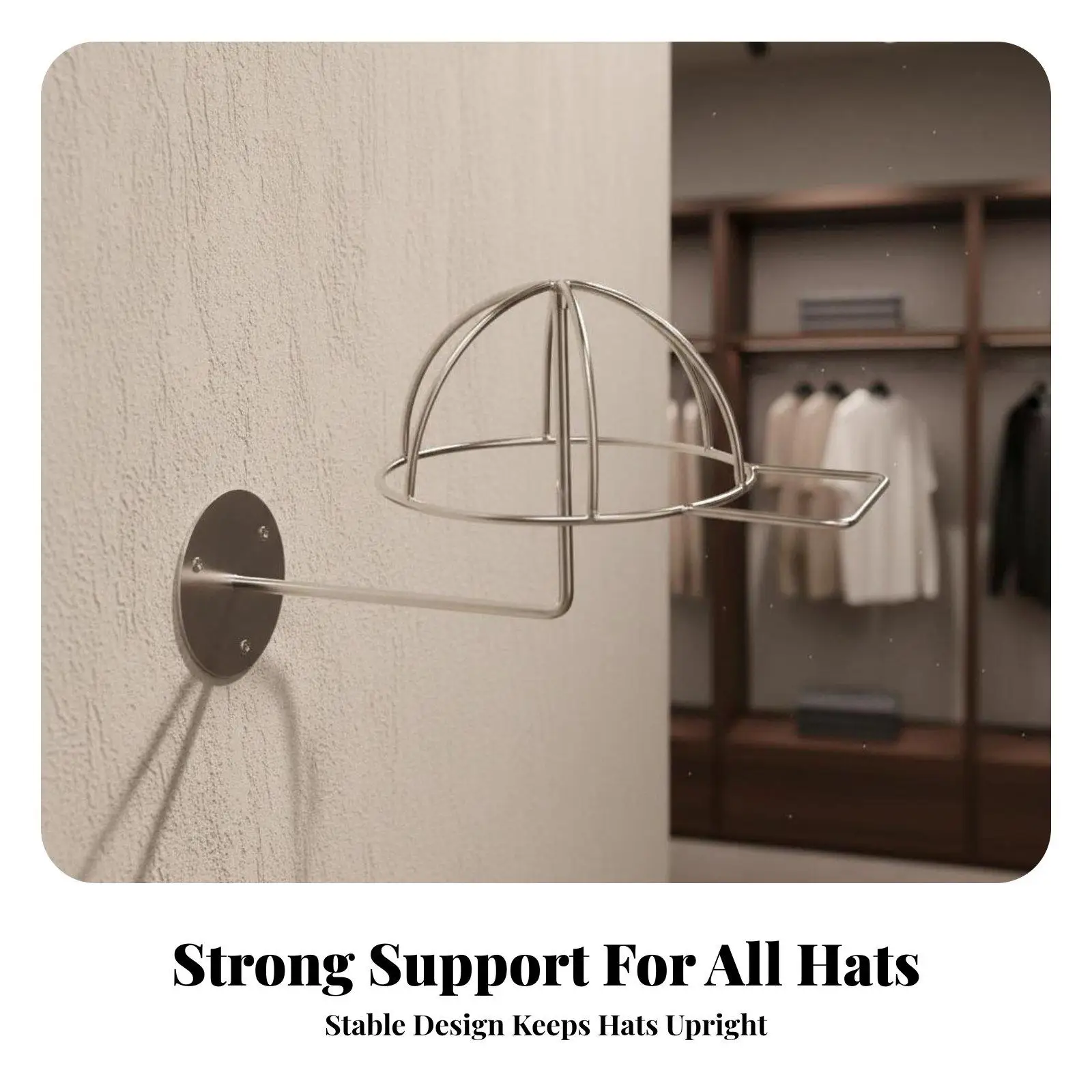 Wall Mounted Hat Holder Rustproof Wall Mount Hat Holder Space-Saving Dome Shaped Cap Display for Retail Store Owners, Boutique,