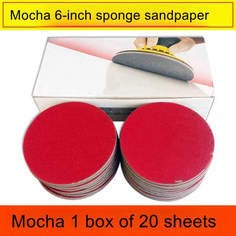 

6 inch sponge sandpaper grinding card round flocked sandpaper sheet pneumatic sanding and polishing backed sanding skin