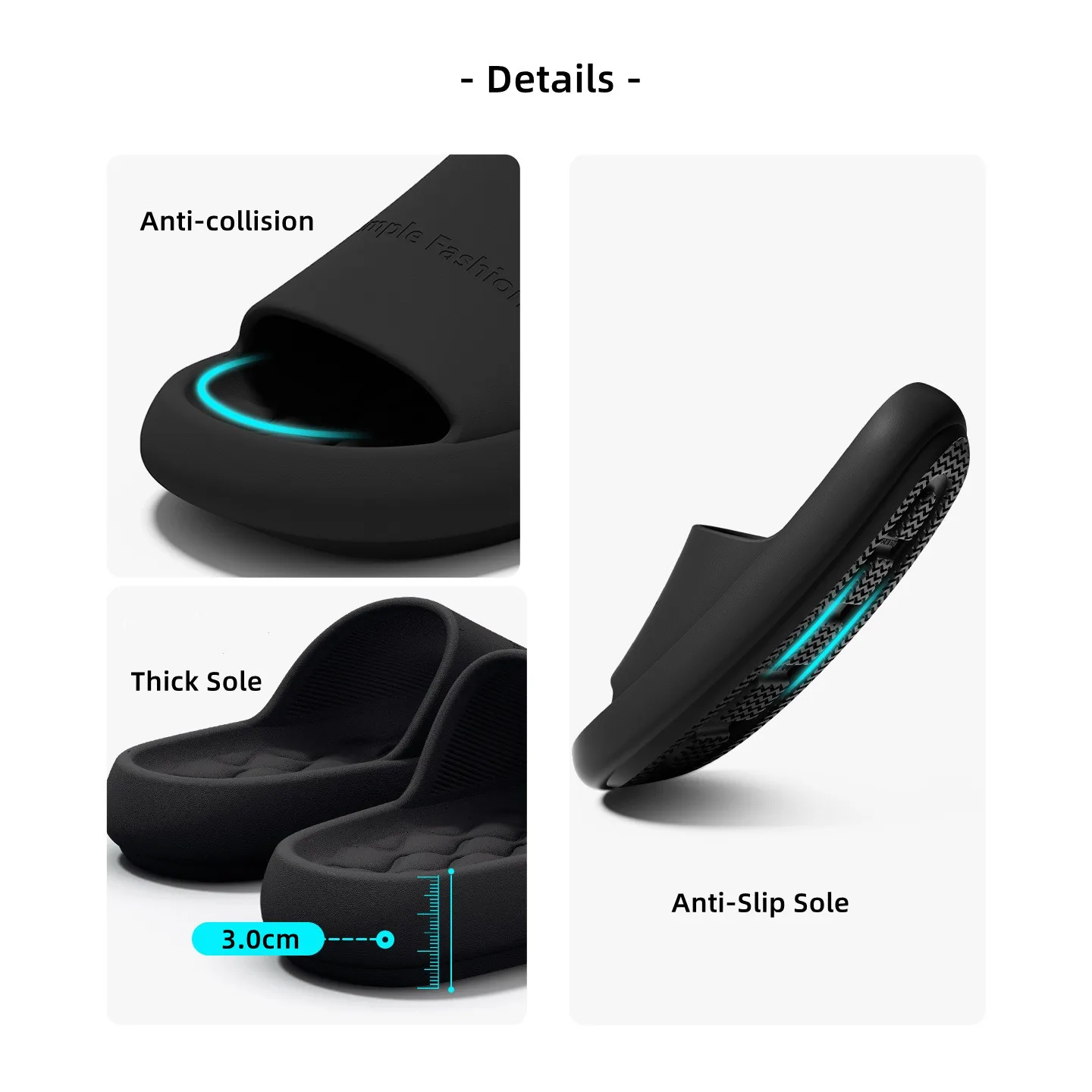 Women Fashion Slippers Summer Men Casual Platform Slides Soft Beach Sandals Massage Flats Indoor Non-slip Couples Bathroom Shoes - view 3