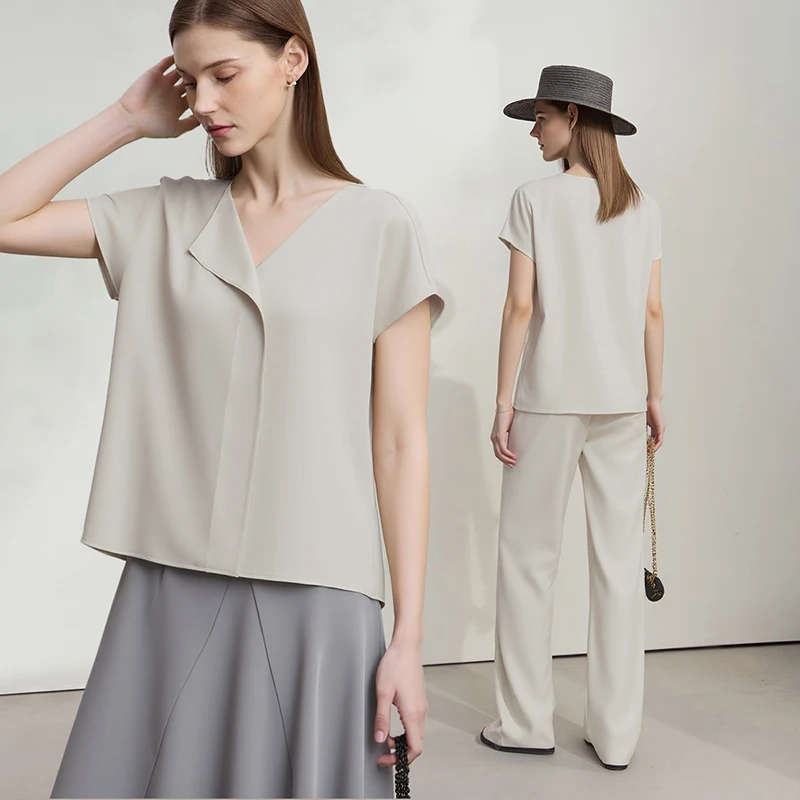Women's Chiffon Blouse - Minimalist Loose Fit Casual Chic Top