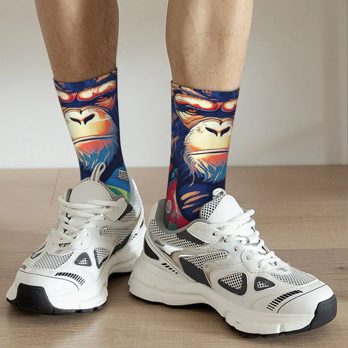 Ninja Monkey Print Socks Harajuku High Quality Stockings All Season Long Socks for Man Woman Valentine's Day Gifts