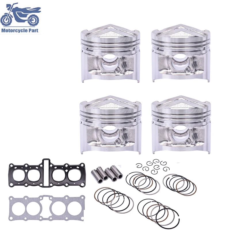 Motorcycle Middle Repair Pad Cylinder Head Overhaul Gasket Mat Set and Piston Rings Kit For YAMAHA FZR250 FZR 250 FZ250 Fazer