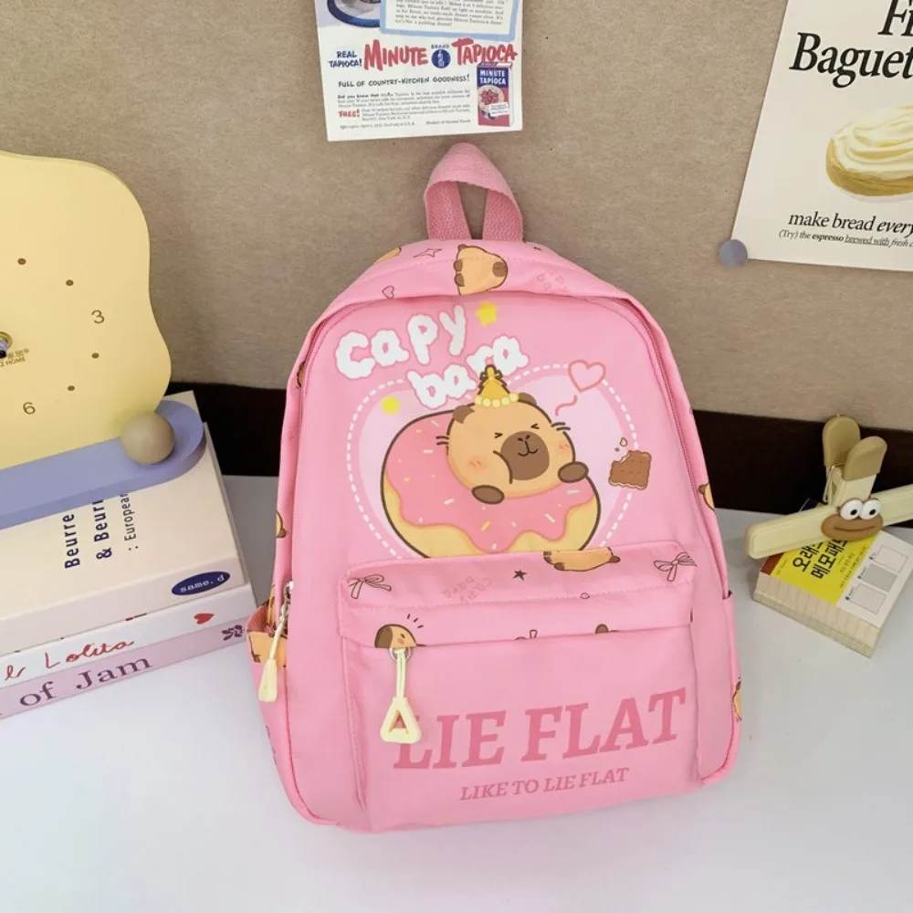 

Cartoon Nylon Backpack Large Capacity Capybara Schoolbag Lightweight Waterproof Shoulders Bag Back To School