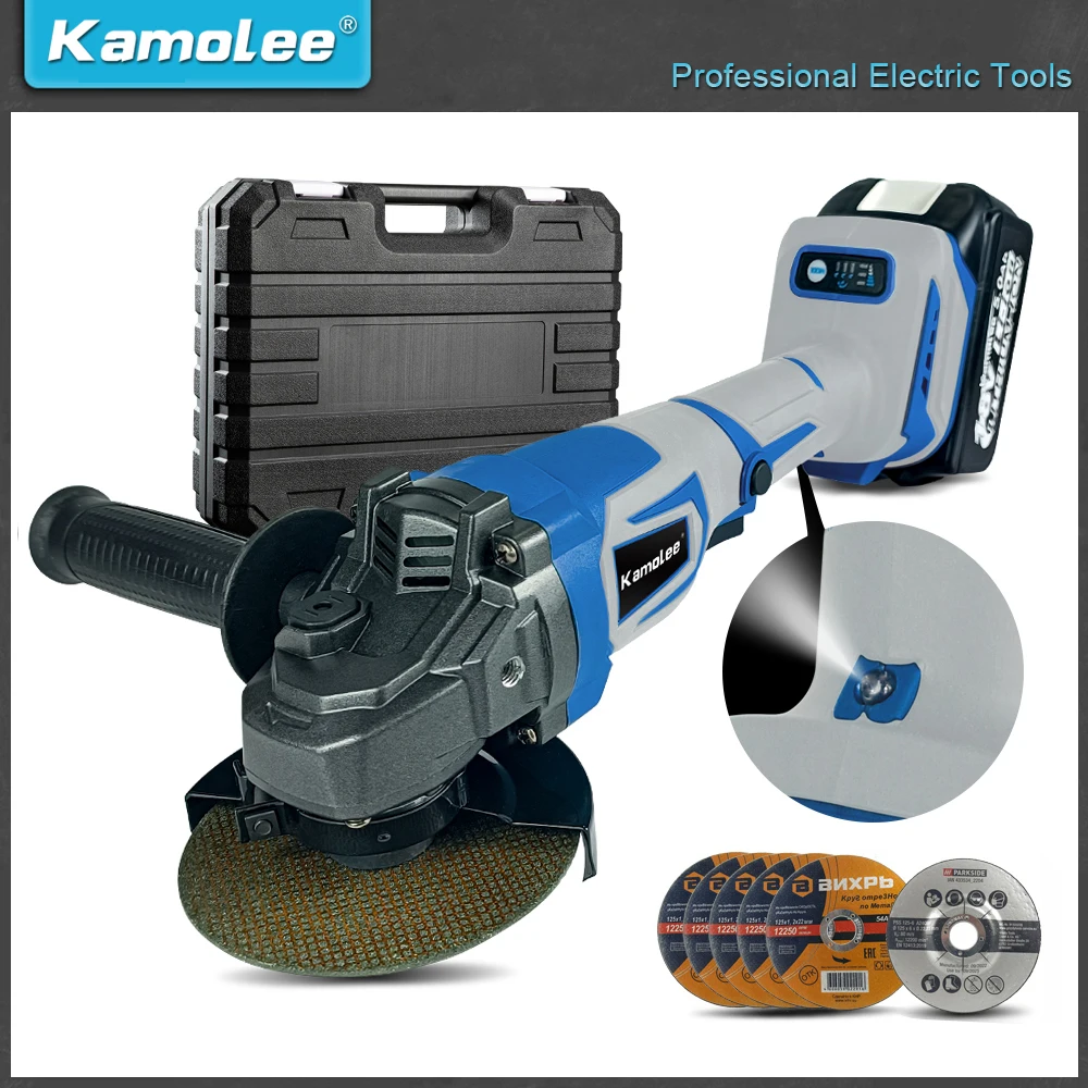 

Kamolee MT Series M14 125MM 18500RPM Brushless Angle Grinder 3 Speed Cutting Power Tools Compatible For Makita 18V Battery