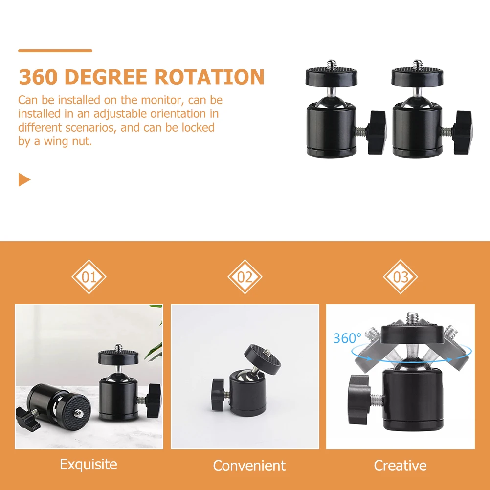 

2Pcs Professional Mini Ball Head Tripod Adapter for Camera Camcorder Smartphone Mounting on Light Stand Monitor Ring Light with