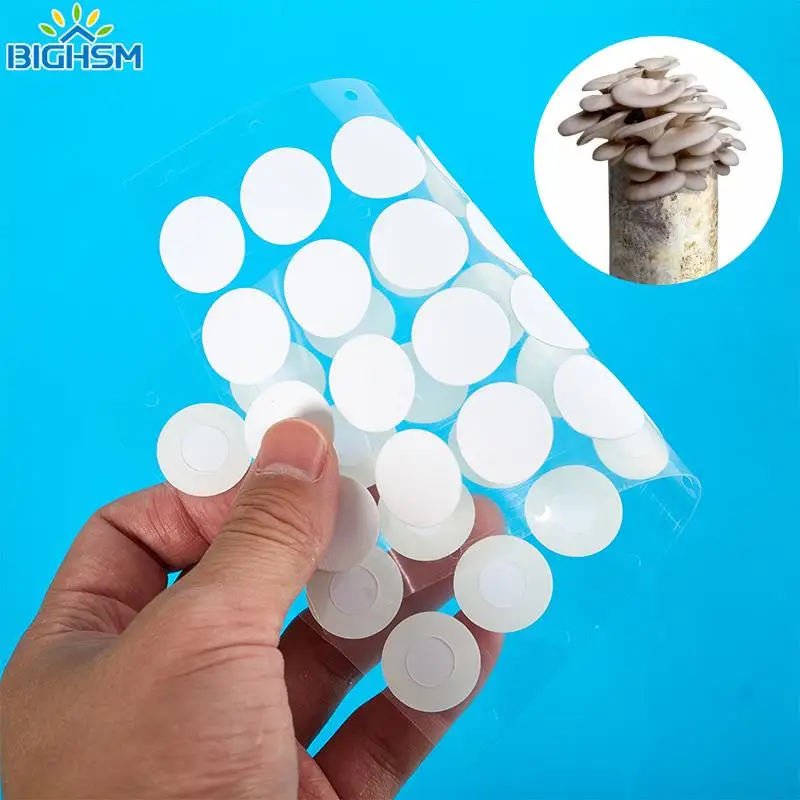 32Pcs Sterile Mesh Synthetic Filter Paper Stickers Hydrophobic Breathable Membrane for Mushroom Cultivation 20mm Wide Mout