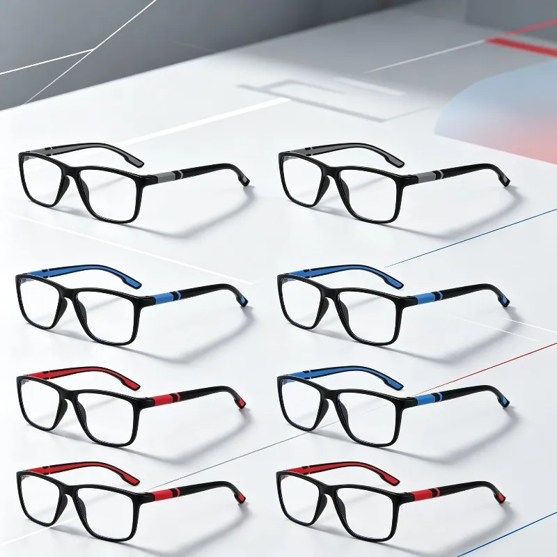 8 Pairs of Anti-blue Light Electronic Glasses with Square Frames Stylish and Minimalist Unisex Eyewear
