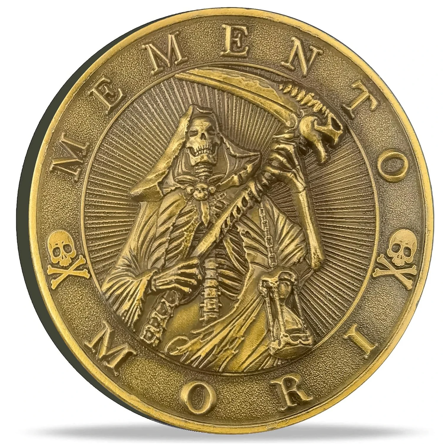 Zinc alloy 1.57-inch collectible commemorative coin Memonto Mori Carpe Diem Coin Stoic reminder token Skull Challenge Coin