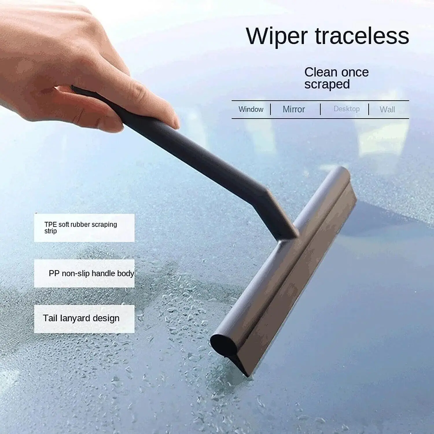 Shower Squeegee Glass Clean Scraper Washing Wiper Hanger Floor Window Cleaning Household Water Wall Hanging Mirror with Handle