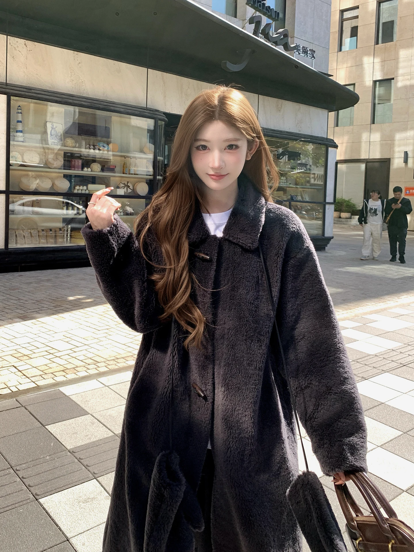 

Ladies Mid-Length Lamb Fur Coat Loose Fit Women's Clothing Comfortable Warm Winter Outerwear Korean Sle Long Sve Coat