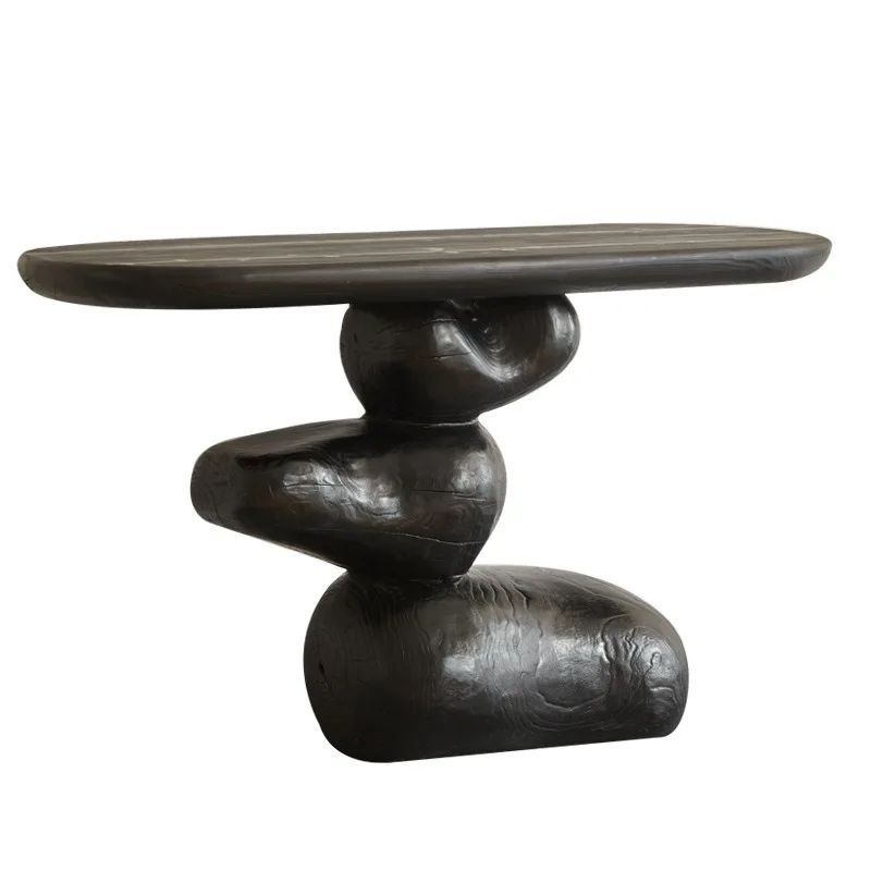

Wabi Sandy Wind Entry Solid Wood Entrance Table Against the Wall Zhongtang Art Counter Retro Homestay Living Room Entrance Table