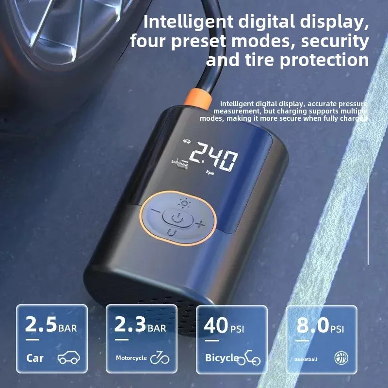 Portable Wireless Car Inflation Pump Quick Charging Intelligent Digital Tire Pressure Detection Inflator For Cars