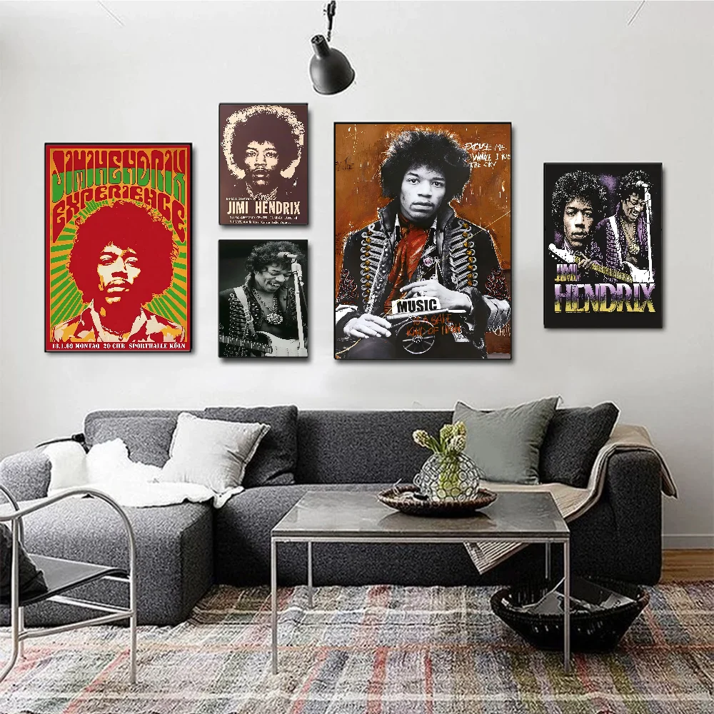 SINGER J-JIMI H-HENDRIX Self-adhesive Art Poster Whitepaper Prints Posters Artwork Aesthetic Art Wall Painting