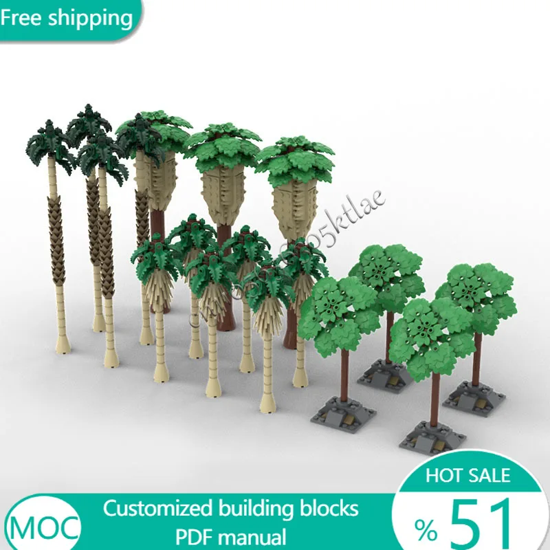 985 PCS Trees Palm Tree Bundle By OrchardBuilds MOC Customize Modular Building Block Simple Brick Model DIY Holiday Toy Gifts