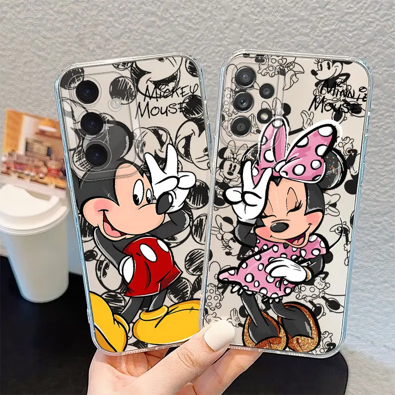 Прозрачный чехол для Samsung Galaxy A34 A55 A15 A13 A54 A25 A52 A12 A14 A22 A53 A35 Disney Mickey Minnie Mouse