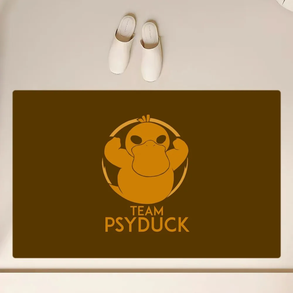 MINISO Pokémon Psyduck Floor Mat Anti-Slip Bathroom Kitchen Bedroom Living Room Entrance Rug Home Decor
