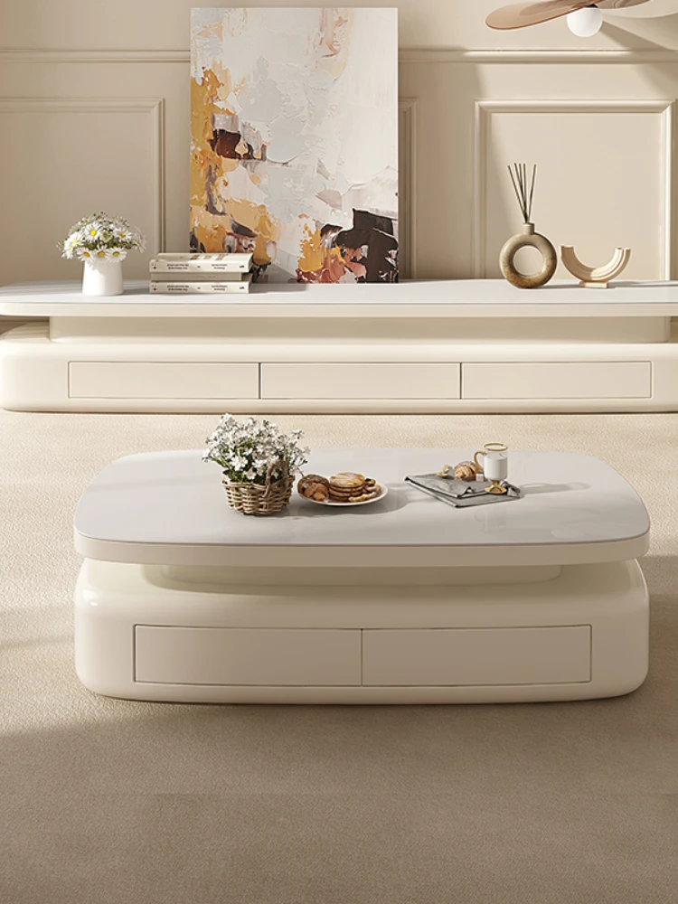 Cream wind rock board coffee table living room