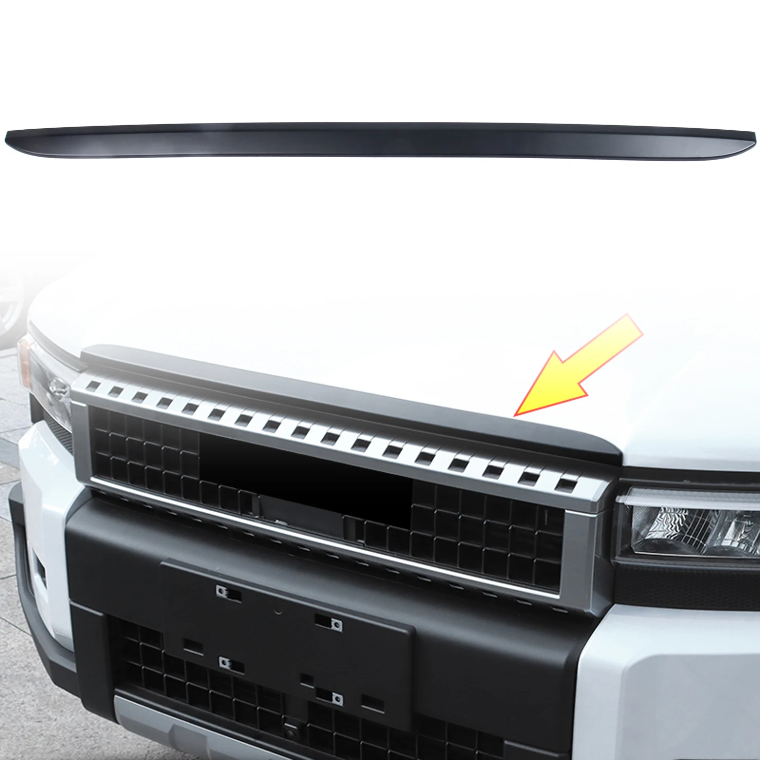 

For Toyota Land Cruiser 250 Prado LC250 2024 Car Exterior Front Hood Bonnet Grille Lip Molding Cover Trim ABS Accessories 1pcs