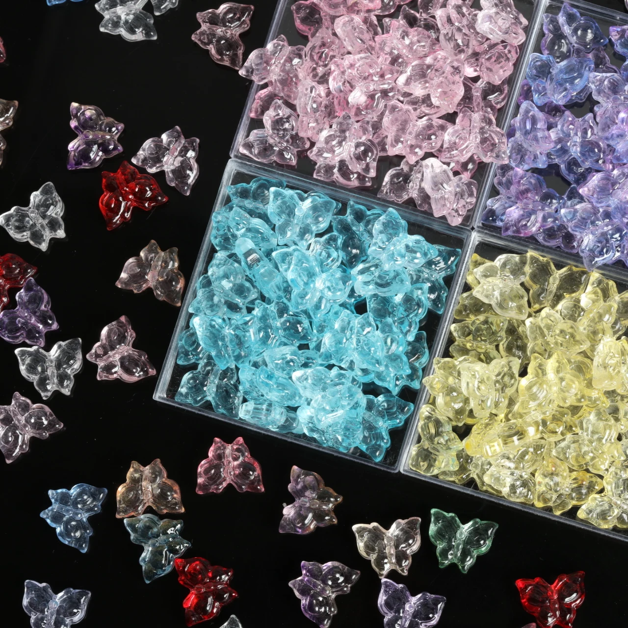 160/320pcs 12x15mm Clear Orange Butterfly Shaped Glass Beads For Earrings Bracelets Necklaces Jewelry Making Materials Wholesale