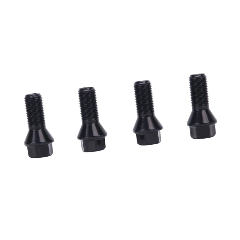 36136781150 Replacement Wheel Lug Bolts, 4-Piece Set with Black Finish and Fully Threaded Bodies for Missing or Worn New