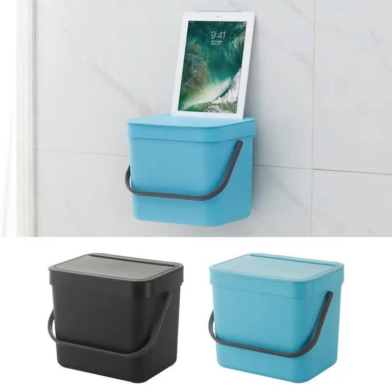 

Wall Mounted Trash Can With Lid & Handle Trash Can Garbage Bin Home Trash Bin Household Trash Bin For Counter Top & Under Sink