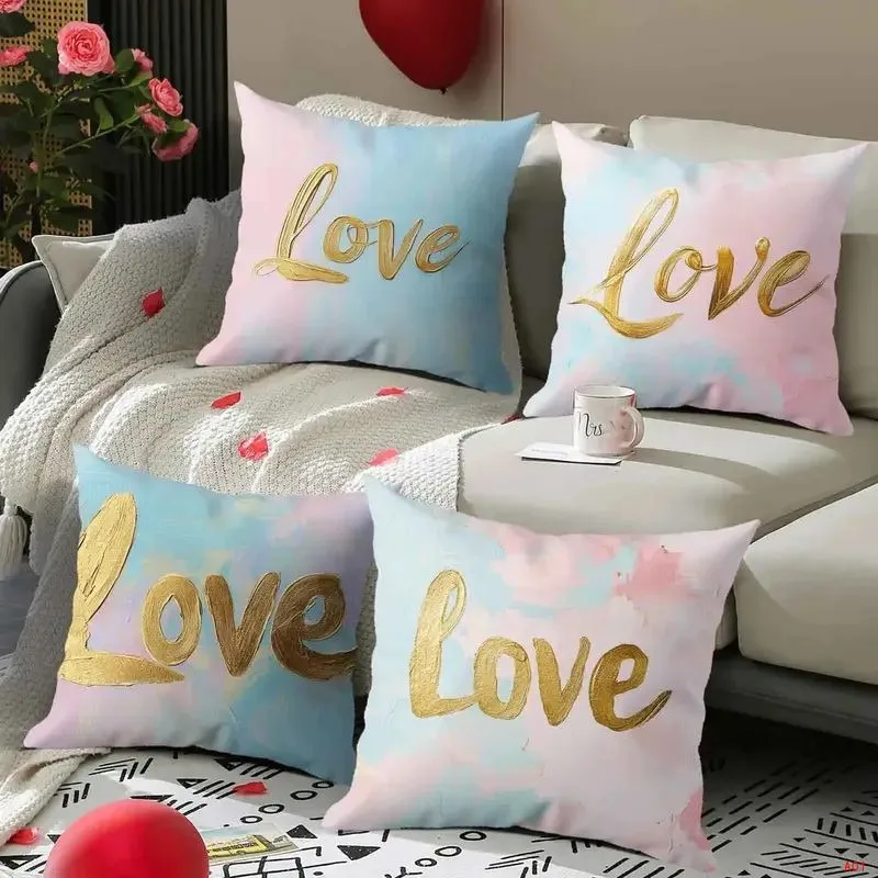 

Элегантная наволочка Pastel Love: Золотая наволочка с рисунком «Любовь» для романтического дивана, спальни, домашнего декора