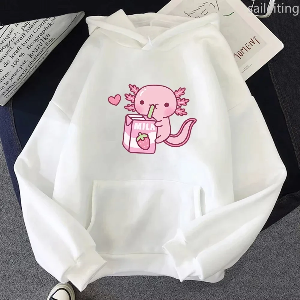 Bluza z kapturem z kieszenią kangurką Anime Loves Strawberry Milk Doodle 2025, damska, zimowa, wiosenna, jesienna, Harajuku, estetyczna odzież