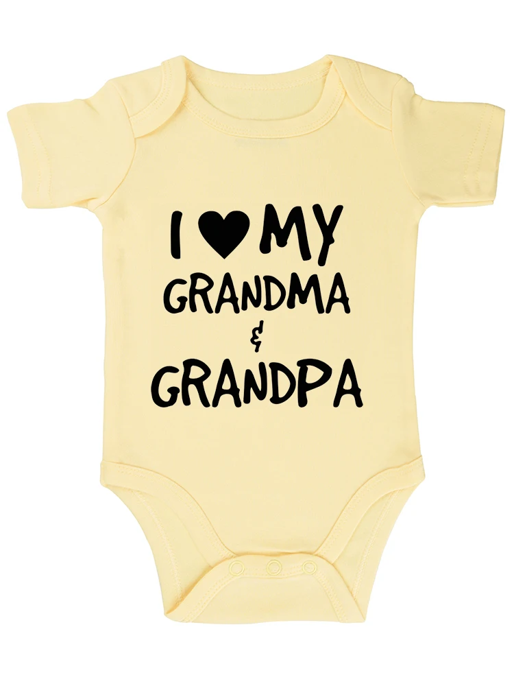 I Love My Grandma & Grandpa Baby Bodysuit funny baby onesie Romper Clothing Funny Cute Infant Outfit