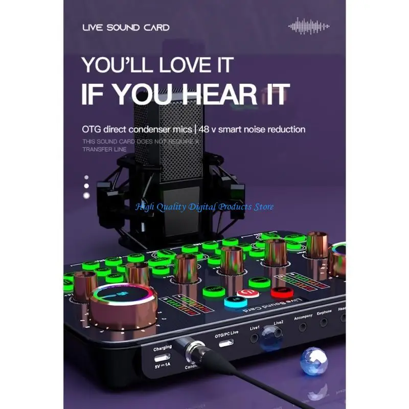 

U2JE Mixer Live Sound Card for Gaming, Music Production, and Podcasting