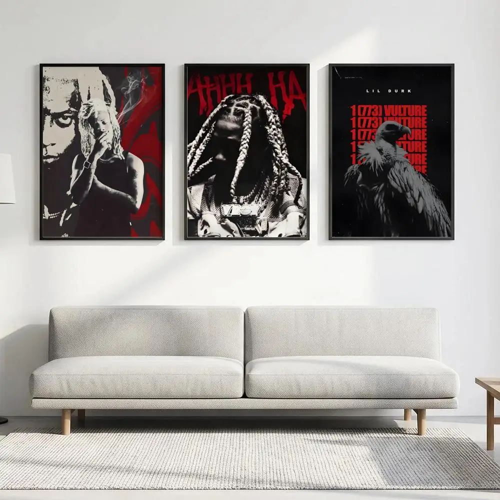 Rapper Lil Durk Poster HD art waterproof sticky wall home decoration aesthetic