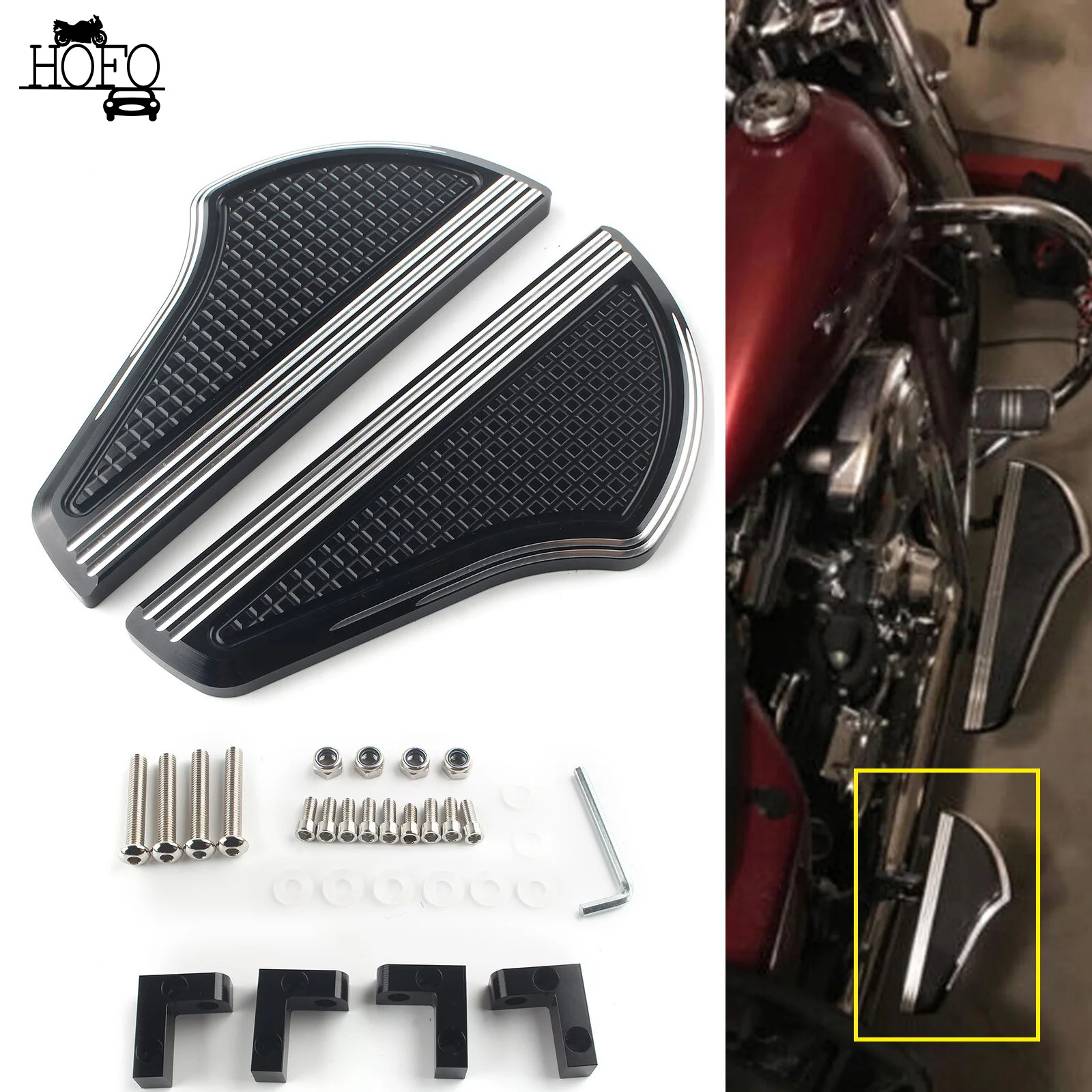 

Motorcycle Rear Passenger Defiance Floorboards Male Mount Foot Pegs Aluminum Pedal For Harley Touring Road Glide King 93+