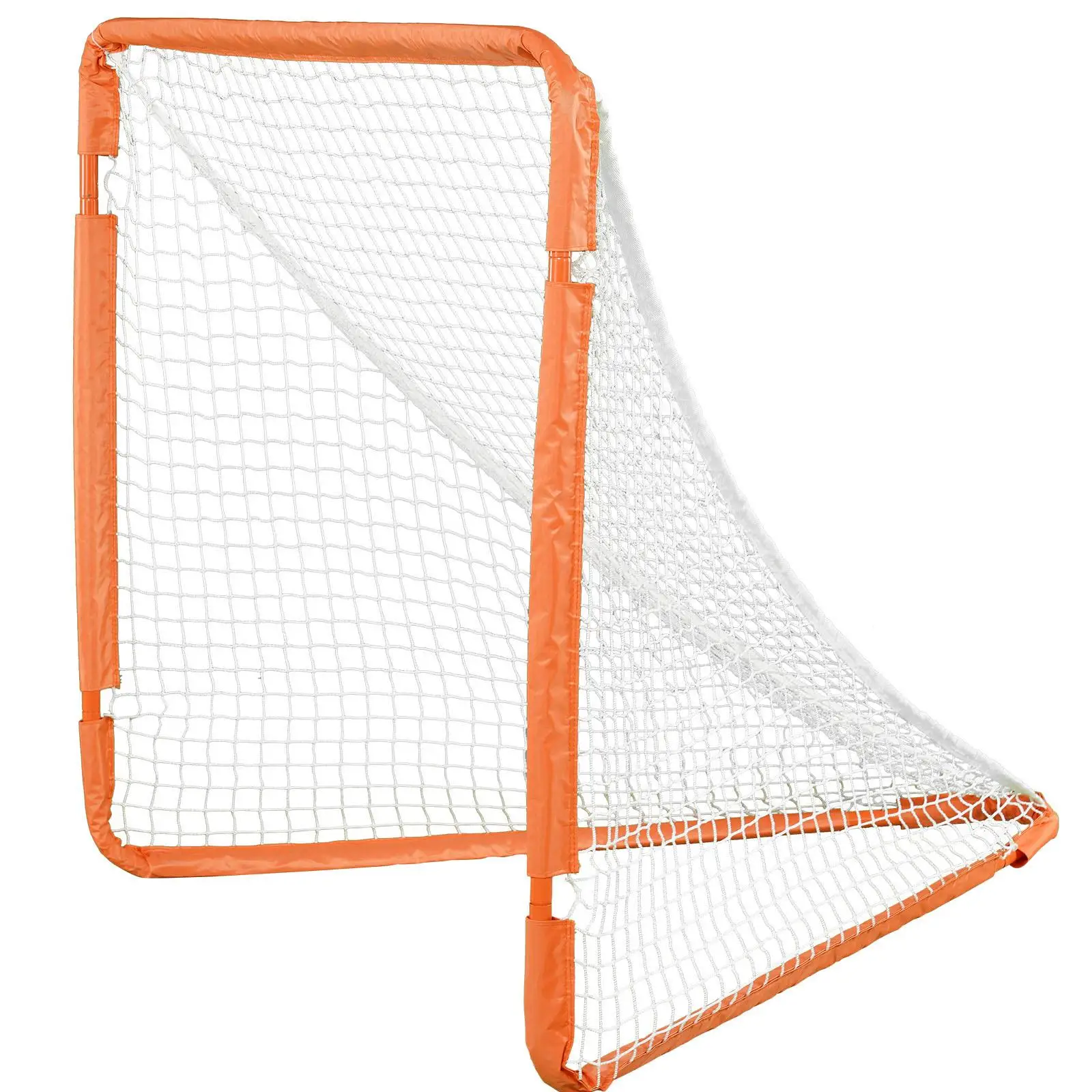 Portable 4 x 4 ft for youth Lacrosse Goal with Folding Iron Frame Carry Bag and Fast Setup for Backyard Practice Training Orange