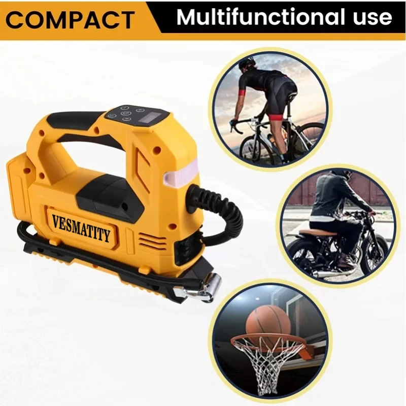 NEW Cordless Portable Tire Inflator Digital Electric Air Compressor Rechargeable Car Tyre Inflator Pump Tools For Dewalt Battery