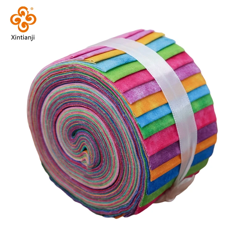 25 Colors Jelly Roll Rainbow Patchwork Strips Cotton Fabric DIY Sewing Cloth Handmade Needlework Quilted Material 6.2*100cm