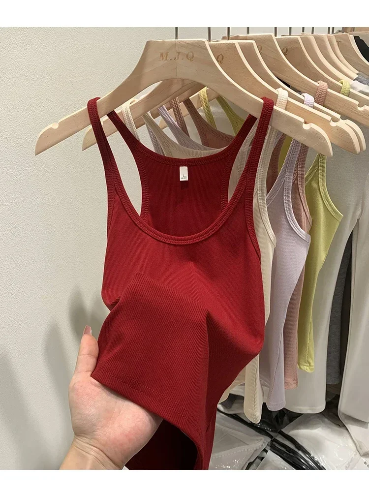 Layering Outerwear Tees 2026 Sommer Y2K Hot Girl Gestricktes Geripptes Damen-Camisole Figurformendes Ärmelloses Tanktop – Detail 25
