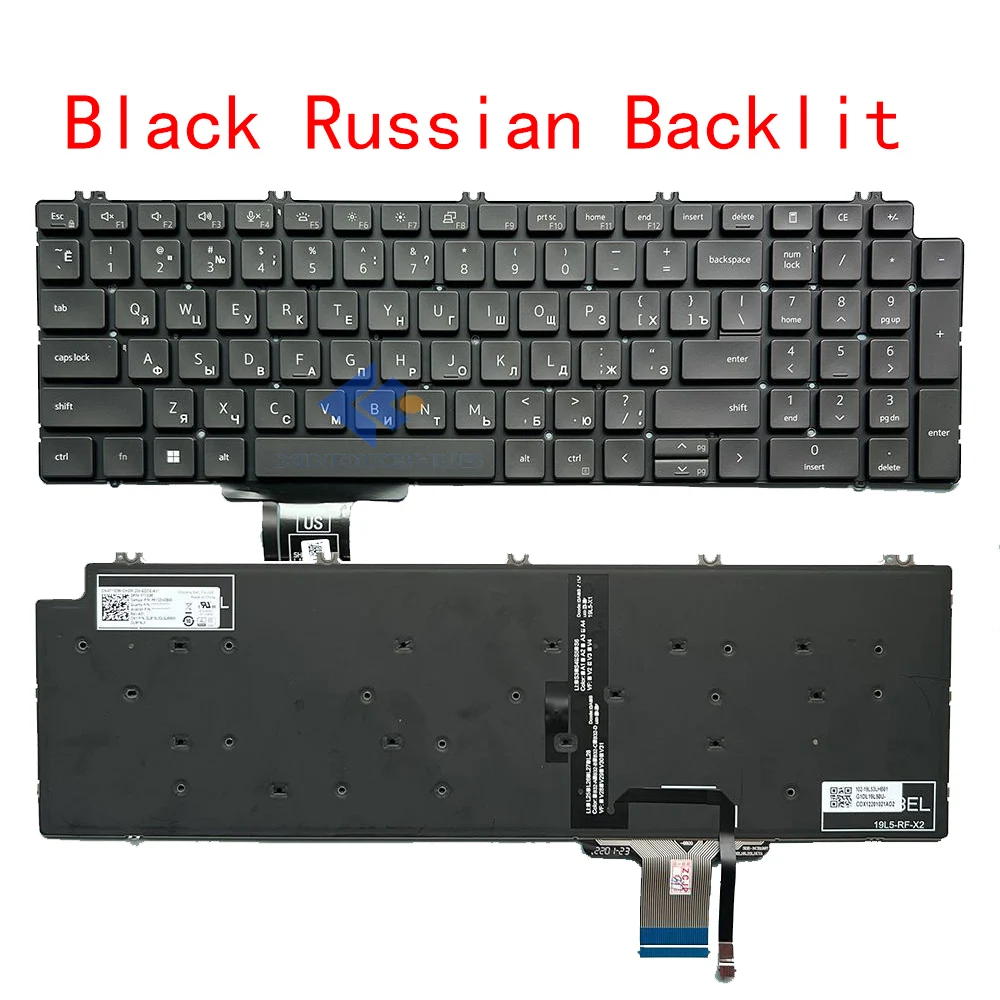 XIN-Russian-US English layout Backlit Laptop Keyboard For Dell Precision 7550 7560 7750 7760