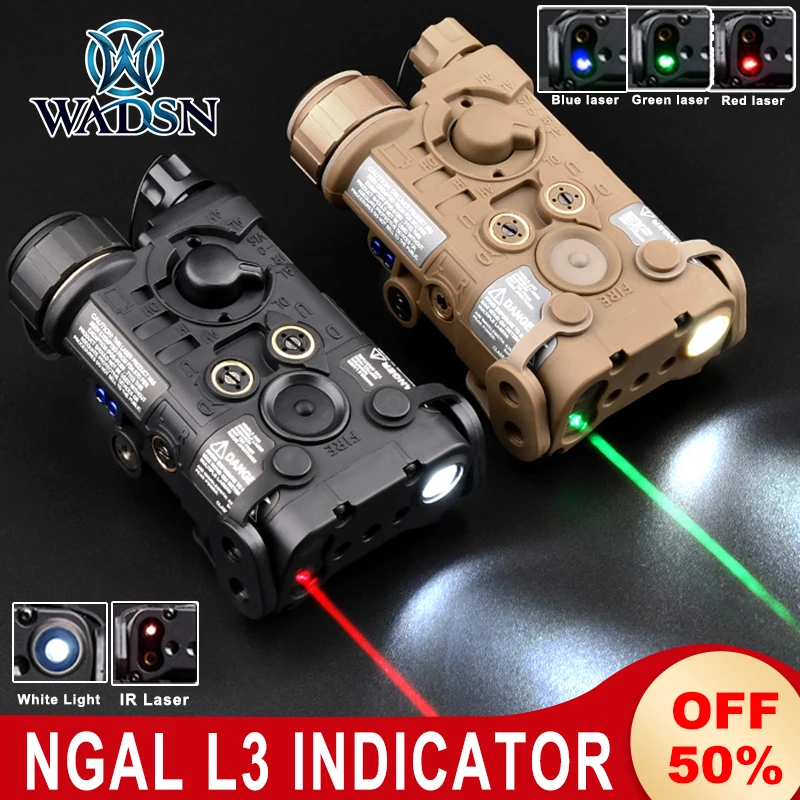 Wadsn L3 NGAL Red Green Blue Dot Indicator IR Pointer Laser White LED Flashlight Hunting Scout Light Ngal PEQ Switch Momentary