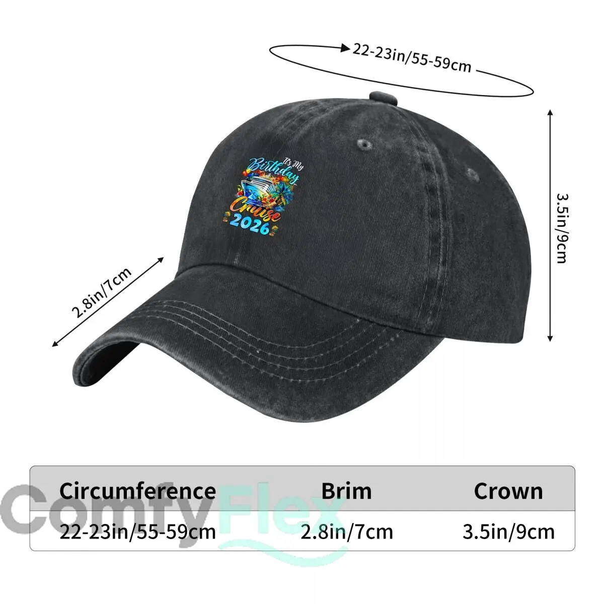 Its My Birthday Cruise 2026 Tropical Cruise Ship Palm Trees New Vintage Washed Cotton Baseball Cap Sun Hats