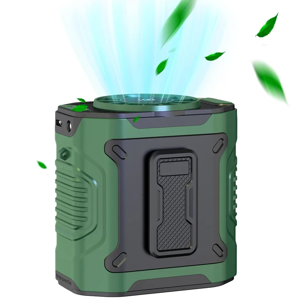 Ventilador con Clip para cintura de 4000mAh, recargable, Personal, portátil, con Clip para cinturón, Powerbank, linterna, ventilador para acampar al aire libre y senderismo