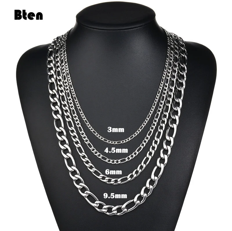 BTEN 2020 Fashion Classic Figaro Chain Necklace Men Stainless Steel Long Necklace For Men Women Chain Jewelry