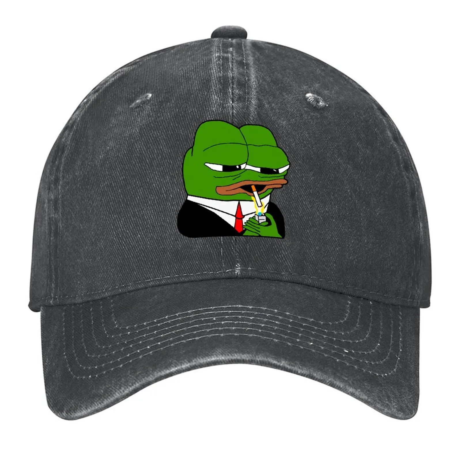 

Sad Pepe Smoking Businessman Baseball Cap Horse Hat beach hat sun hat Sun For Children Men's Hats Women's