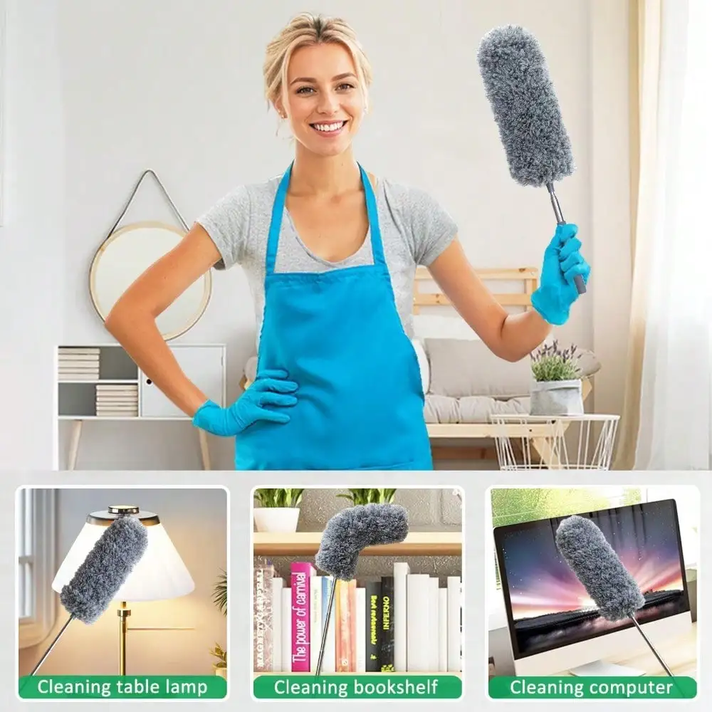 Extendable Microfiber Duster For Cleaning With Washable Head Small Duster For Office Car Window And Furniture image 6