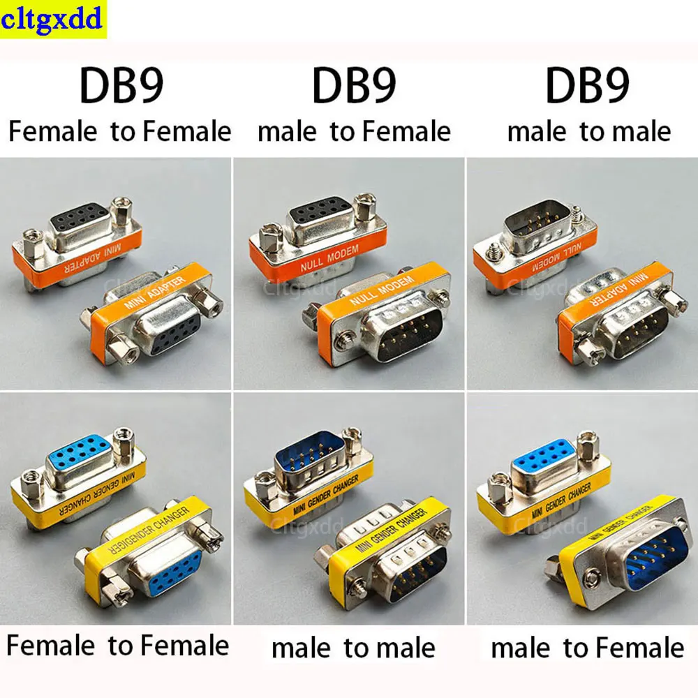 Cltgxdd 2piece DB9 9-pin Male to Female/Male to Male/Female to Female Conversion Adapter RS232 serial Port Plug connector DB9